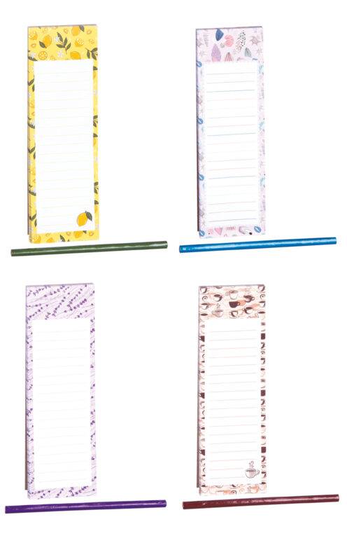 Magnetický blok 7,5 x 24 cm s tužkou 60l. MIX