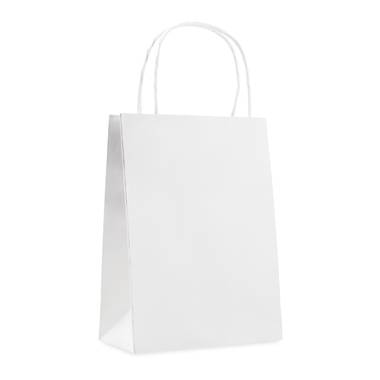 Malá papierová darčeková taška, 16x10x23cm, biela