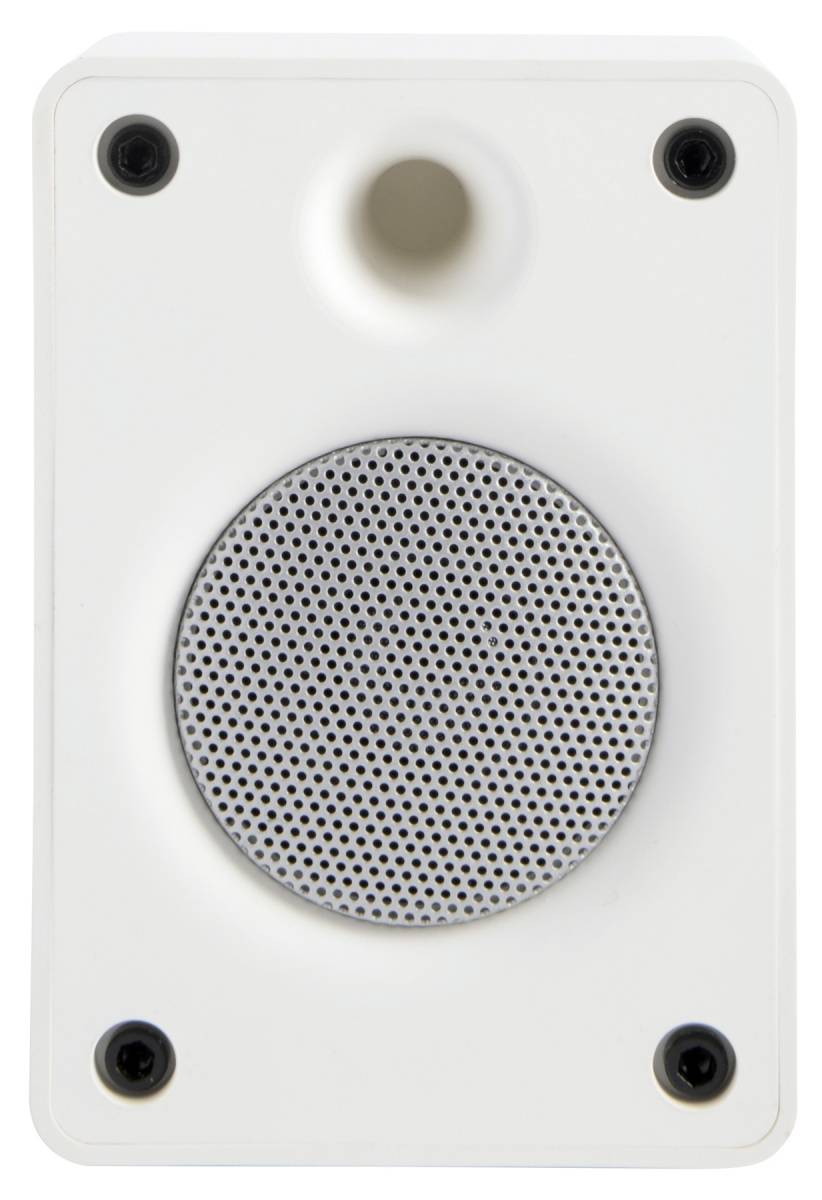 Malý reproduktor v dizajne veľkej reprobedne, biela