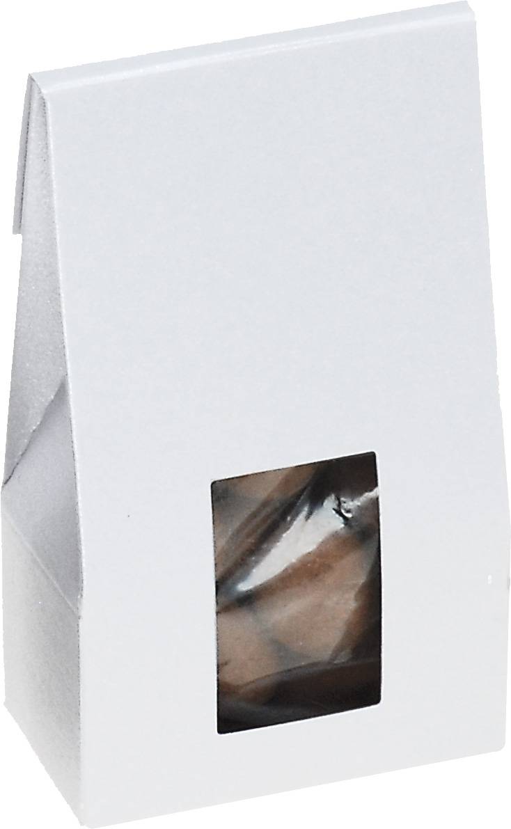 Mandle v horkej a mliečnej čokoláde, 50 g, v bieloperleťovej krabičke