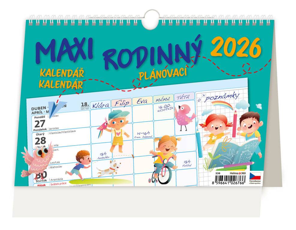 Maxi rodinný plánovací kalendár, 2026