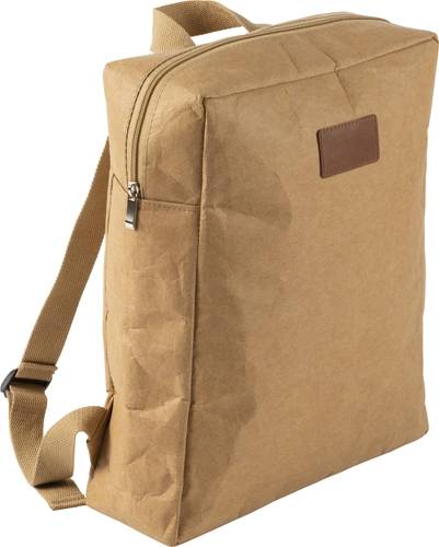 Menší jednoduchý batoh z laminovaného papiera, hnedá