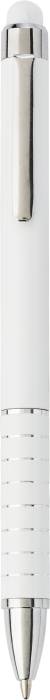 MENTAN kovové kuličkové pero se stylusem, modrá náplň, bílá