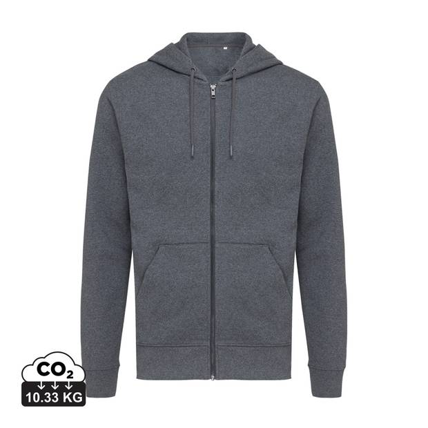 Mikina na zips s kapucňou Iqoniq Abisko z recykl. bavlny, sivá heather anthracite Mikina na zips s kapucňou Iqoniq Abisko z recykl. bavlny, sivá heather anthracite