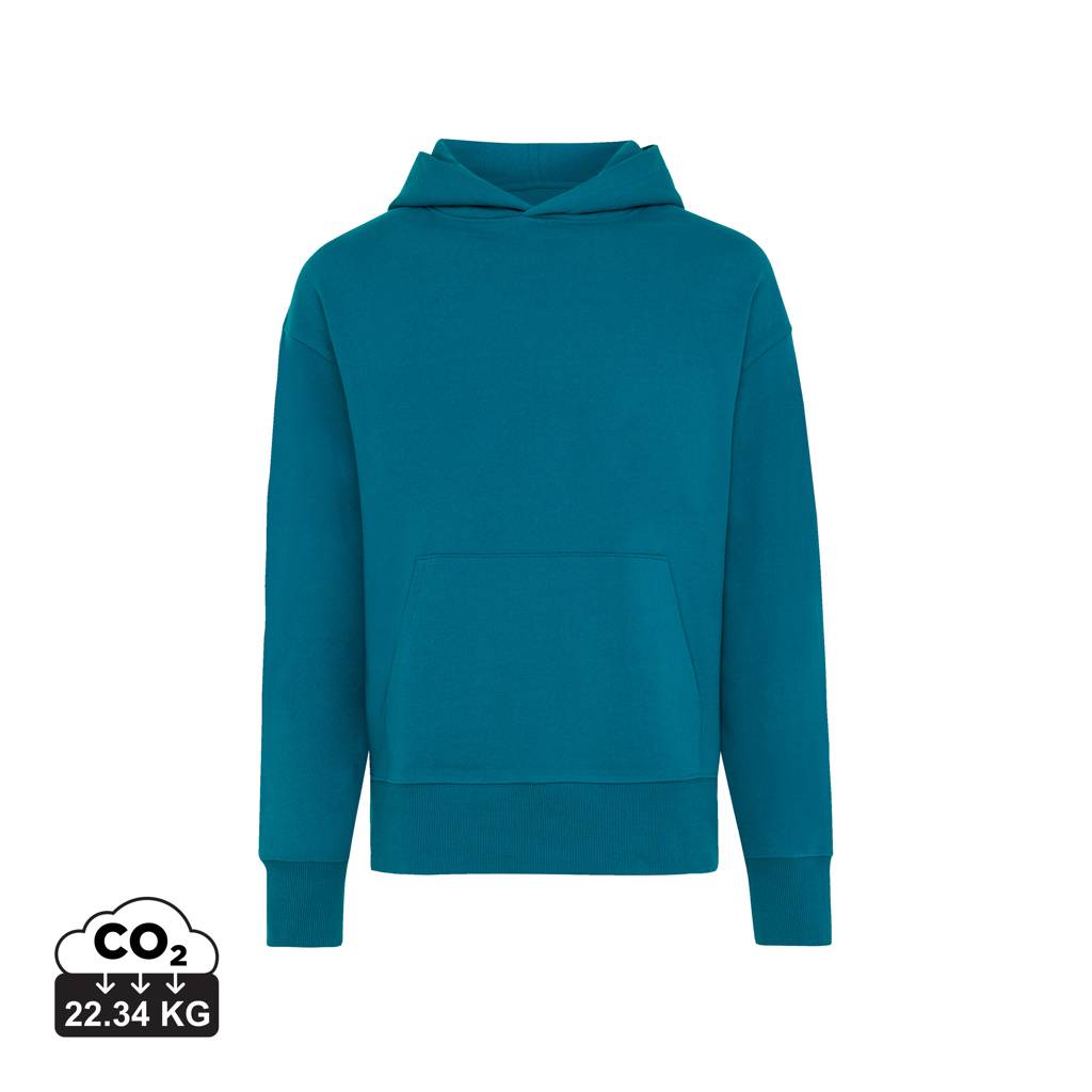 Mikina s kapucňou IQONIQ Yoho relaxed fit z recykl. bavlny, modrá Dark Teal