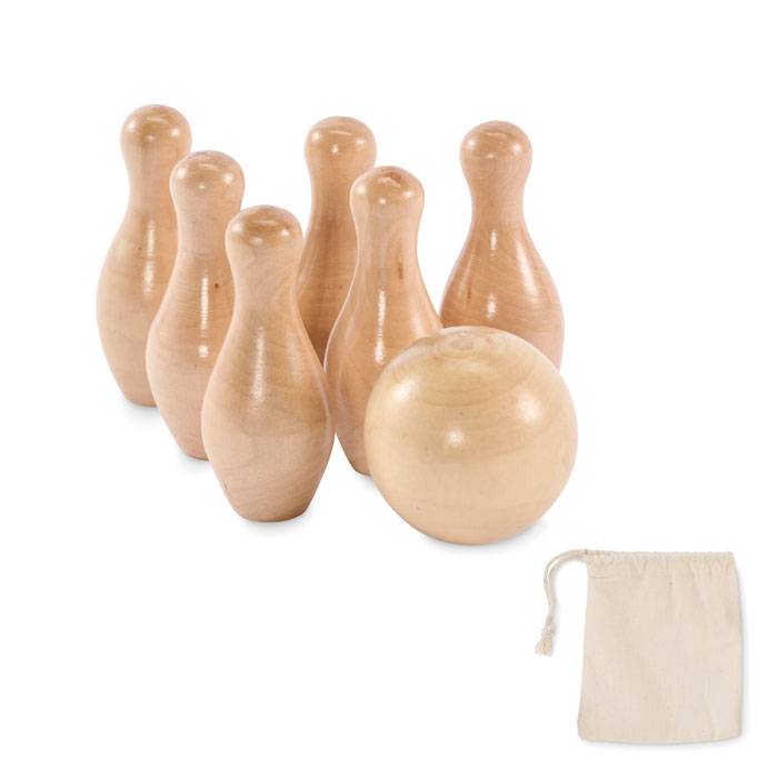 Mini bowlingová sada z borovicovejh, hnedá