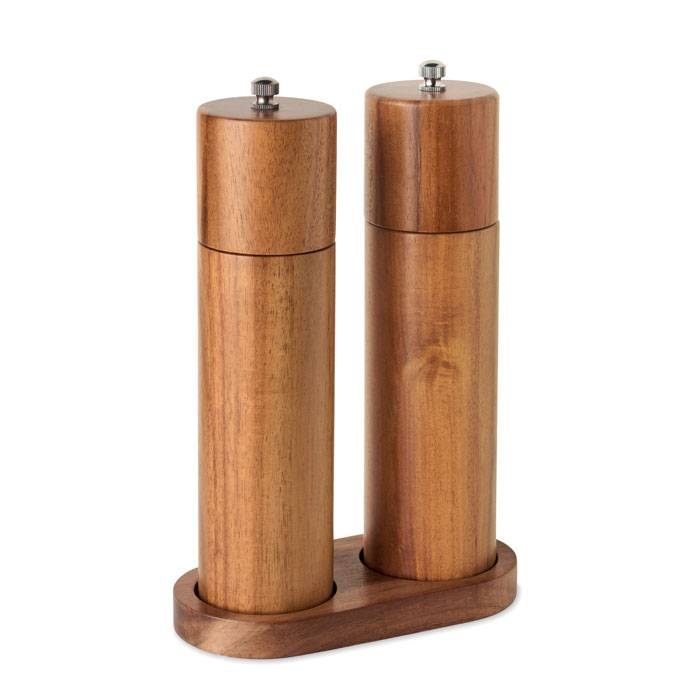 Mlynčeky na soľ a korenie z akácie, hnedá Wood