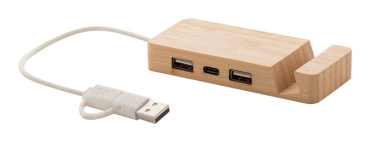 Mobaru USB hub, hnedá prírodná