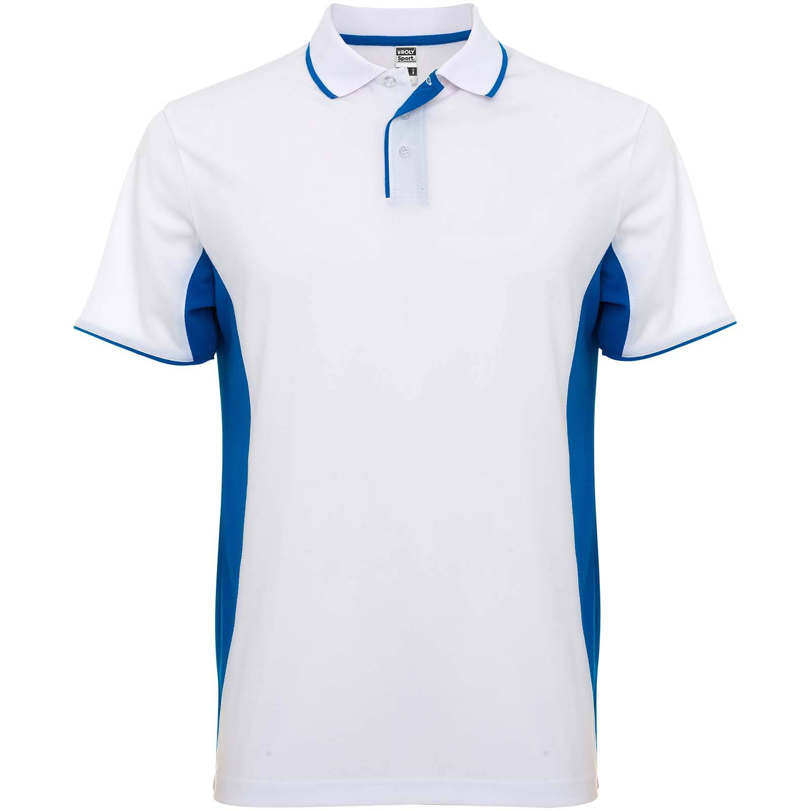 Montmelo unisex športová polokošeľa s krátkym rukávom, biela - modrá Royal, M