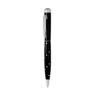 MOSCOW kovové guľôčkové pero s kamienkami Swarovski, čierna