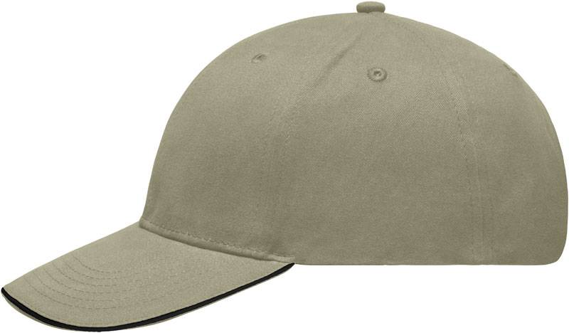 Myrtle Beach | MB 6541, Ľahko brúsená 6 panelová šiltovka, hnedá Beige - čierna