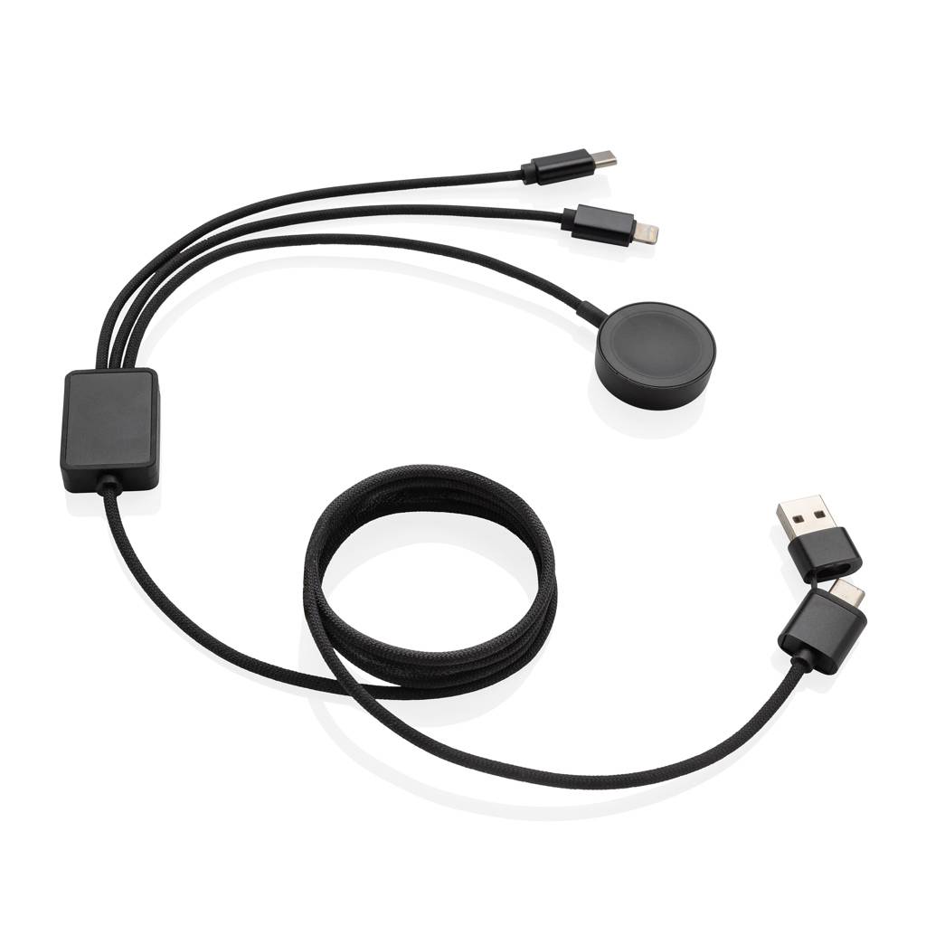 Nabíjací kábel Terra s nabíjačkou hodiniek 6 v 1 z RCS rPET, sivá