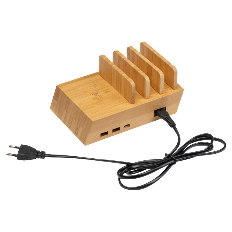 Nabíjacia stanica pre 4 zariadenia, hnedá béžová