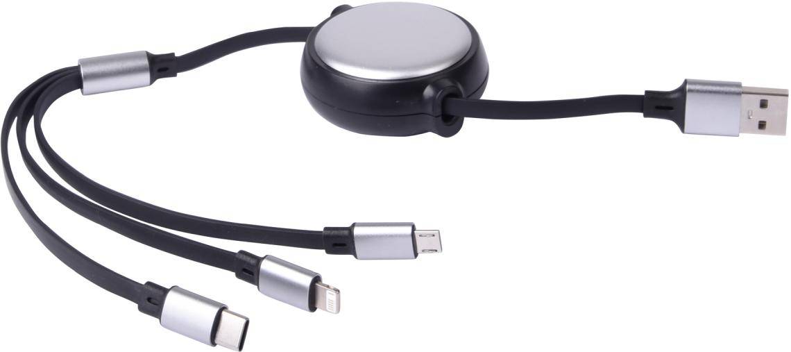 Nabíjecí kabel 3 v 1 RETRACT, černá