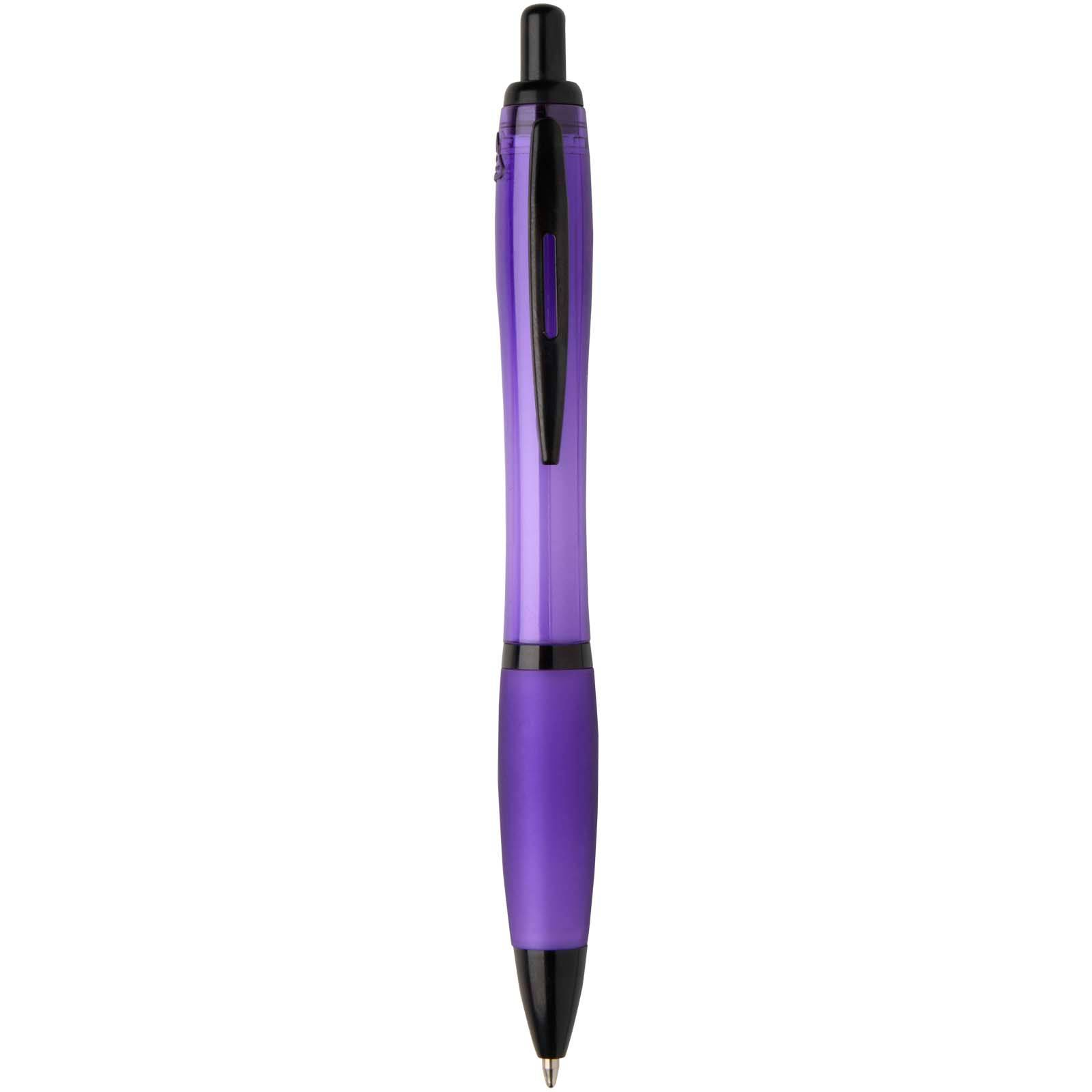 Nash guľôčkové pero z recykl. plastu s čiernymi okrajmi (čierny atrament), fialová Purple
