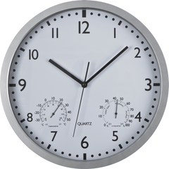 Obrázek k produktu Nástěnné hodiny s teploměrem a vlhkoměrem, bílé