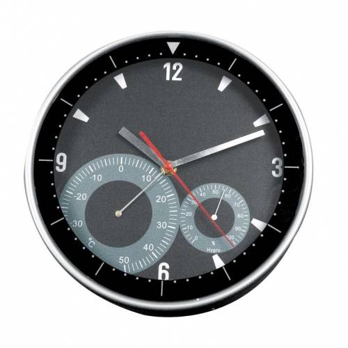 Nástenné hodiny s termometrom, čierna