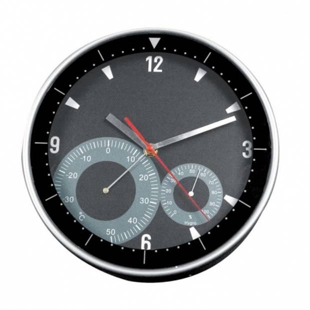 Nástenné hodiny s termometrom, čierna Nástenné hodiny s termometrom, čierna