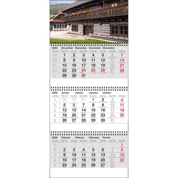 Nástenný 3M kalendár 2026, Maxi sivý, Čičmany Nástenný 3M kalendár 2026, Maxi sivý, Čičmany