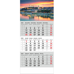Obrázok ku produktu Nástenný 3M kalendár Štandard , sivá 2024 s univerzálnou lašou A