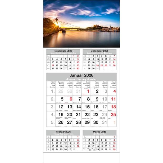 Nástenný 5M kalendár 2026, Bratislava Nástenný 5M kalendár 2026, Bratislava