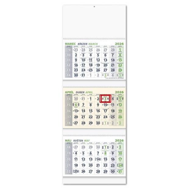 Nástenný kalendár 3-ŠPIRÁLOVÝ 2026 - Biely Nástenný kalendár 3-ŠPIRÁLOVÝ 2026 - Biely