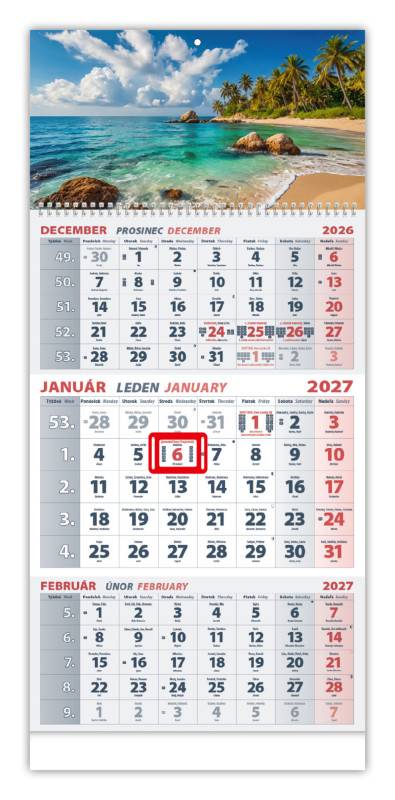 Nástenný kalendár TROJMESAČNÝ 2027 - More