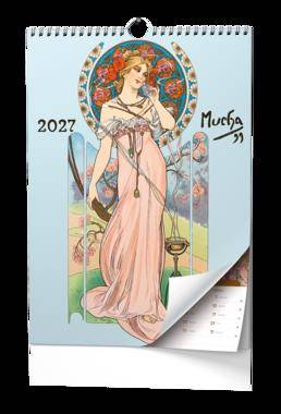 Nástěnný poznámkový kalendář A3 - Alfons Mucha 2027