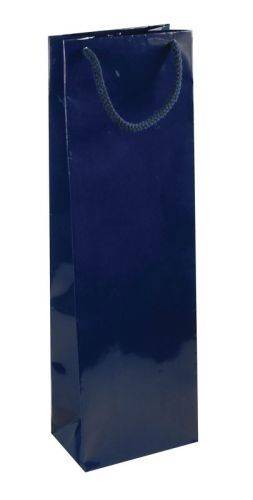 NATALY 12 Papierová darčeková taška na fľašu, lesklá, 12x8x39cm, modrá