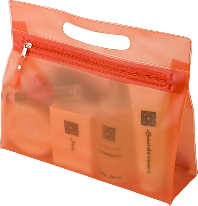 NATESA KOSMETICKÁ TAŠKA Z PVC NA ZIP, ORANŽOVÁ