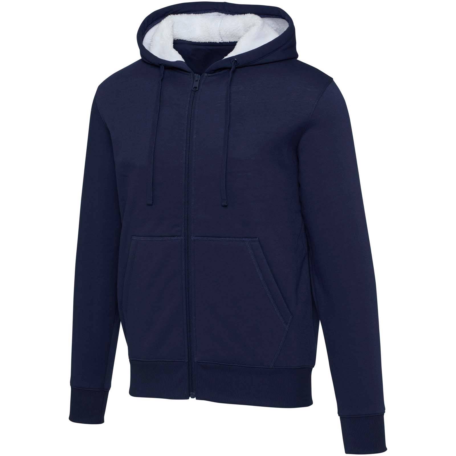 Natron mikina s kapucňou a dlhým zipsom zo sherpa materiálu, modrá Navy XS
