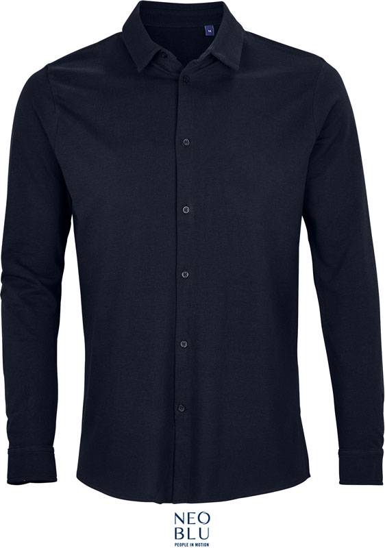 NEOBLU | Basile Men, Piqué košeľa s dl. rukávom, modrá Night, S