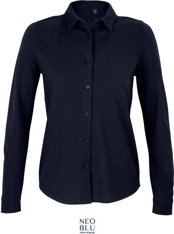 NEOBLU | Basile Women, Piqué blúzka s dl. rukávom, modrá Night, L