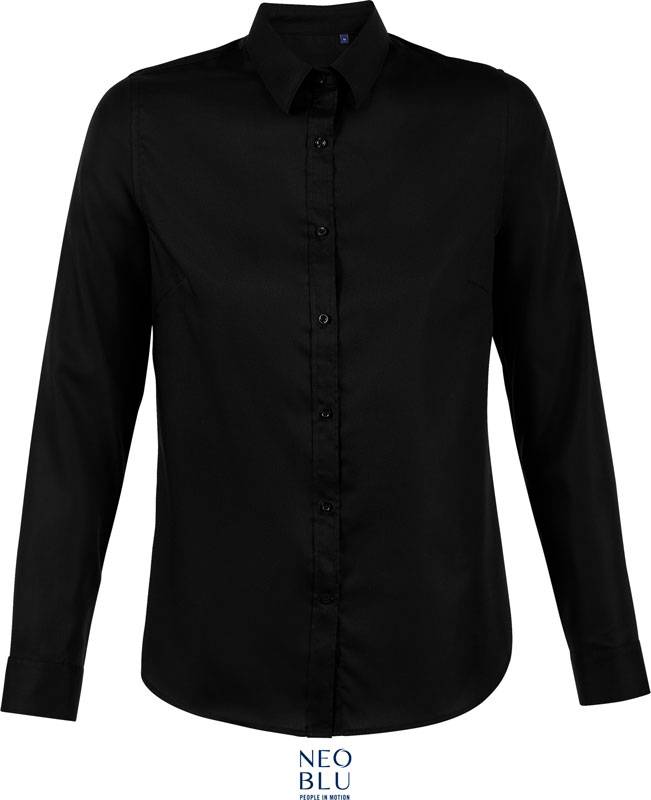 NEOBLU | Blaise Women, Mikro keprová dámská košile s dl. rukávem, černá deep, XXL