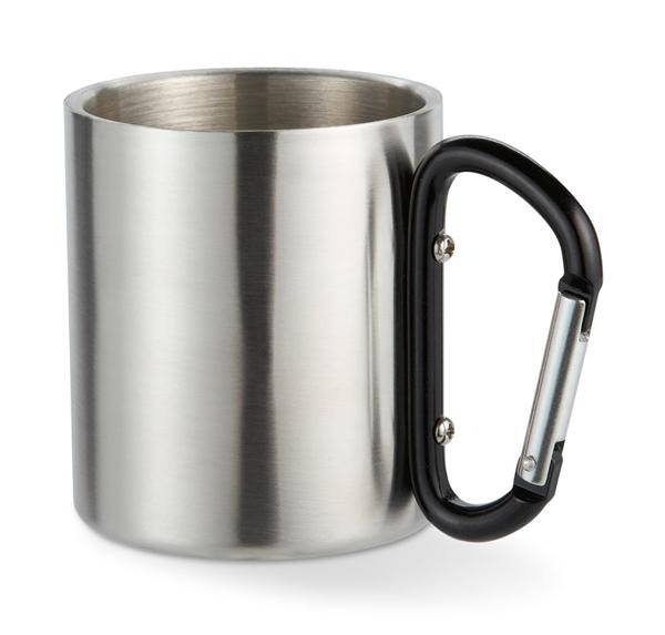 Nerezový hrnek s karabinou, černá