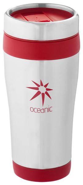 Nerezový hrnek s plastovým vnitřkem, červená