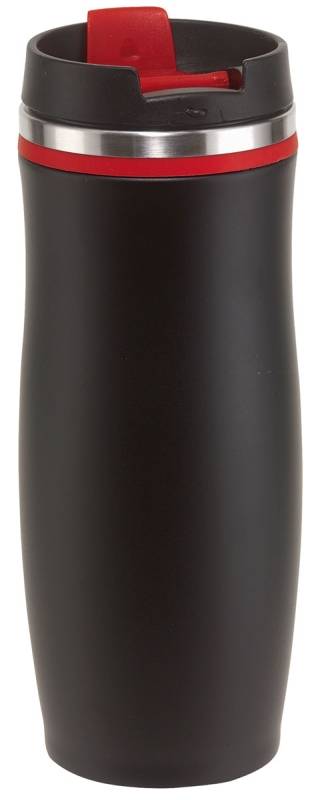 Nerezový termohrnček, 400 ml, plastové viečko,červená