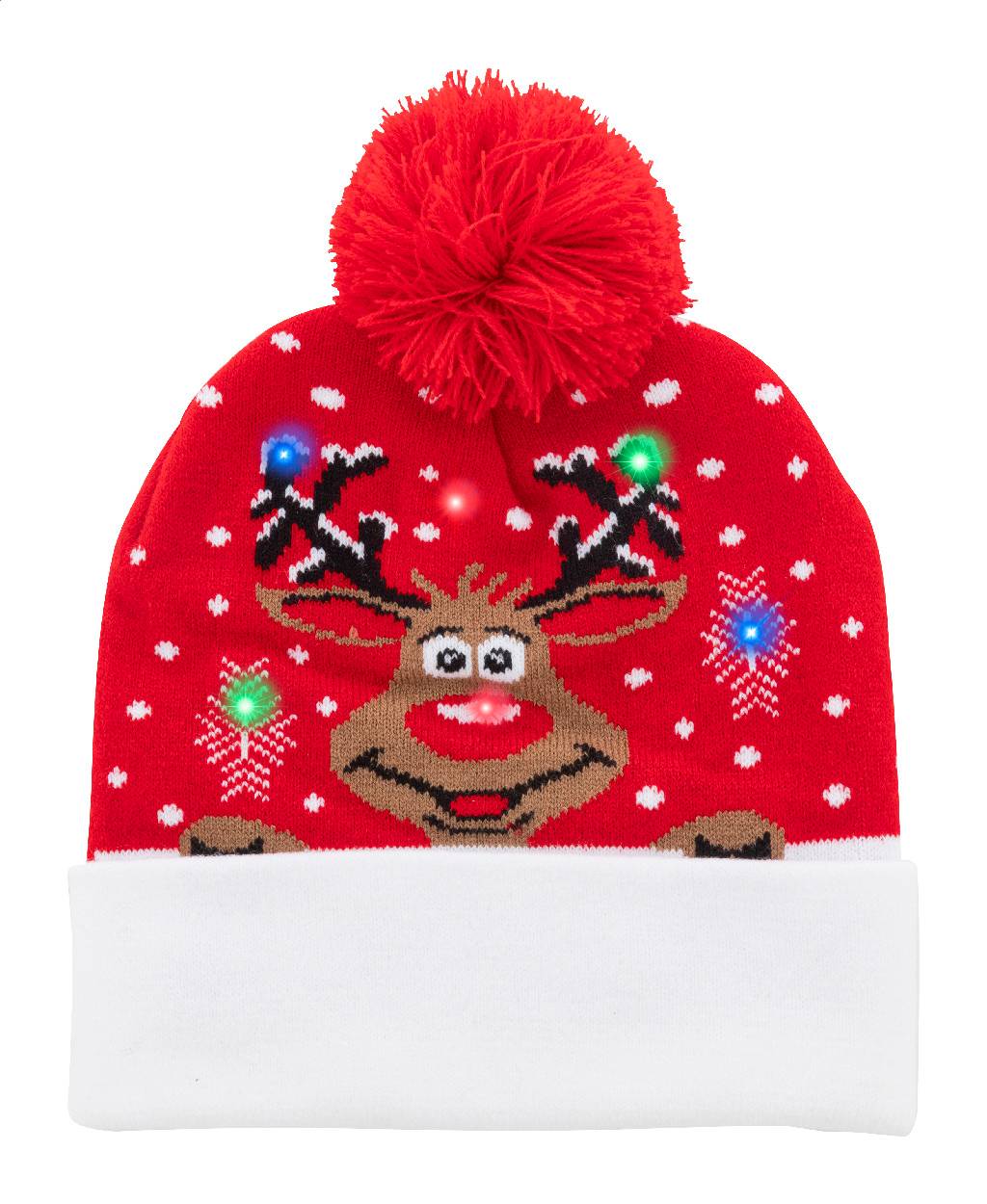 Norrsken Vianočná LED zimná čiapka, sob, červená