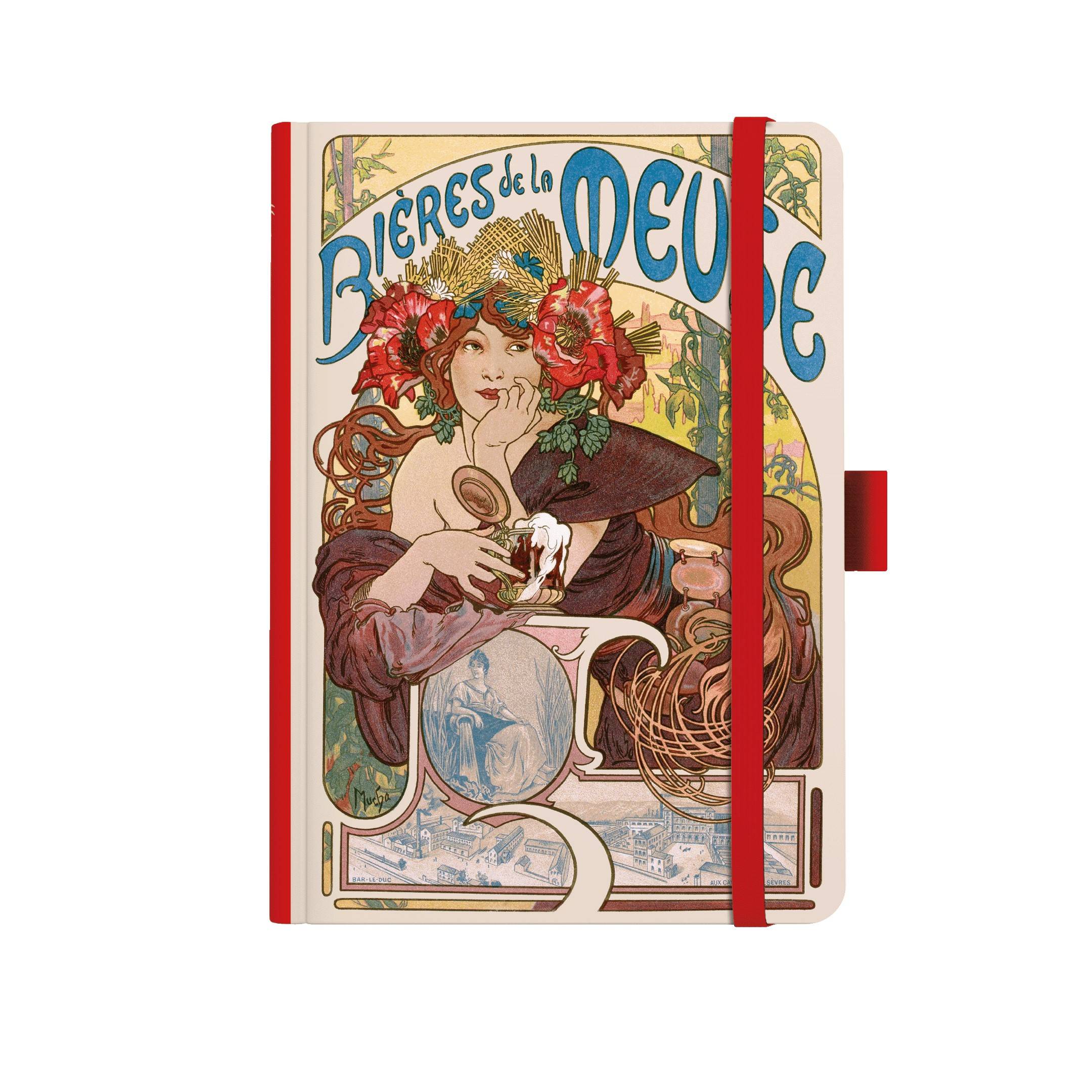 Notes A5 Premium 120g - Alfons Mucha 2027 - prázdný - Červený