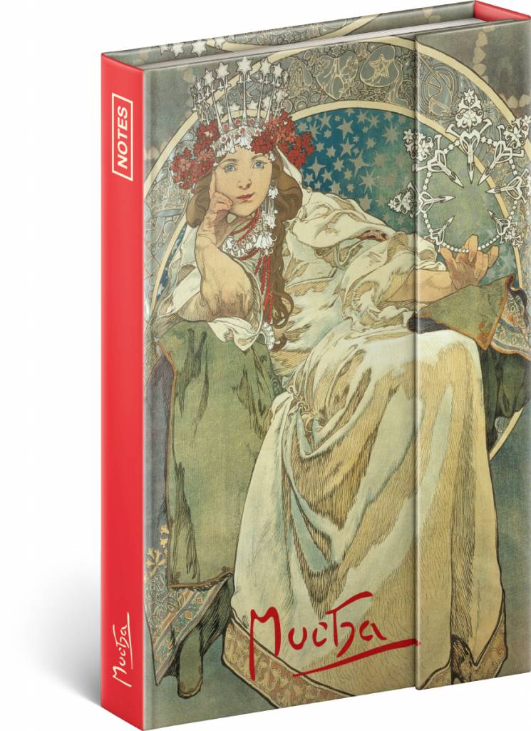 Notes Alfons Mucha – Princezná, linajkovaný, 11 × 16 cm