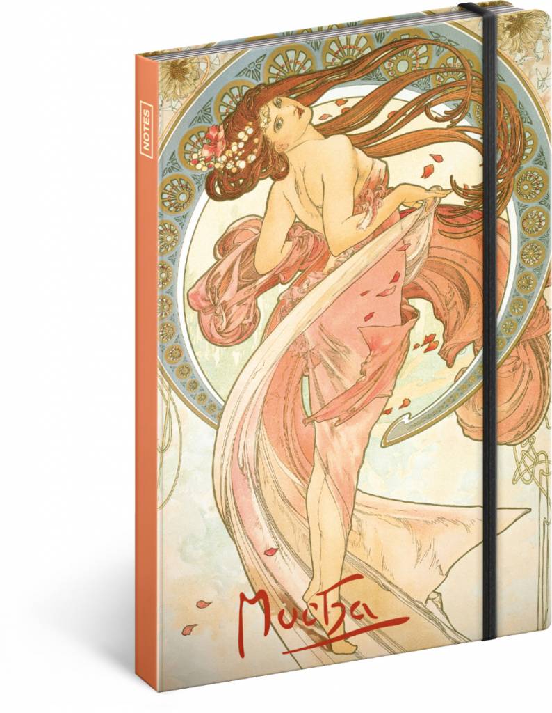 Notes Alfons Mucha – Tanec, linajkovaný, 13 × 21 cm