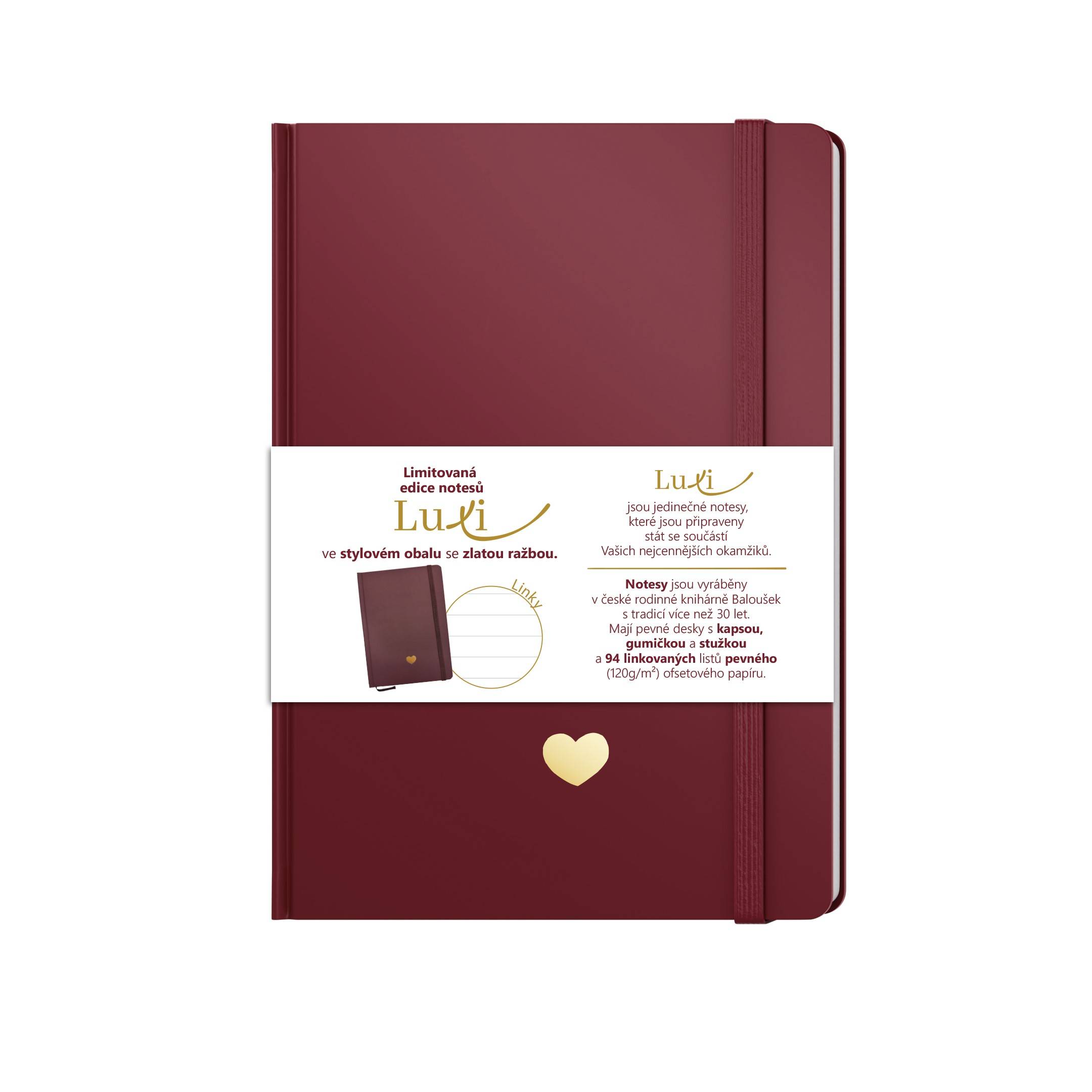 Notes Luxi linky - A5 - lamino - bordó