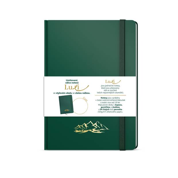 Notes Luxi prázdný - A5 - lamino - lahvově zelená Notes Luxi prázdný - A5 - lamino - lahvově zelená