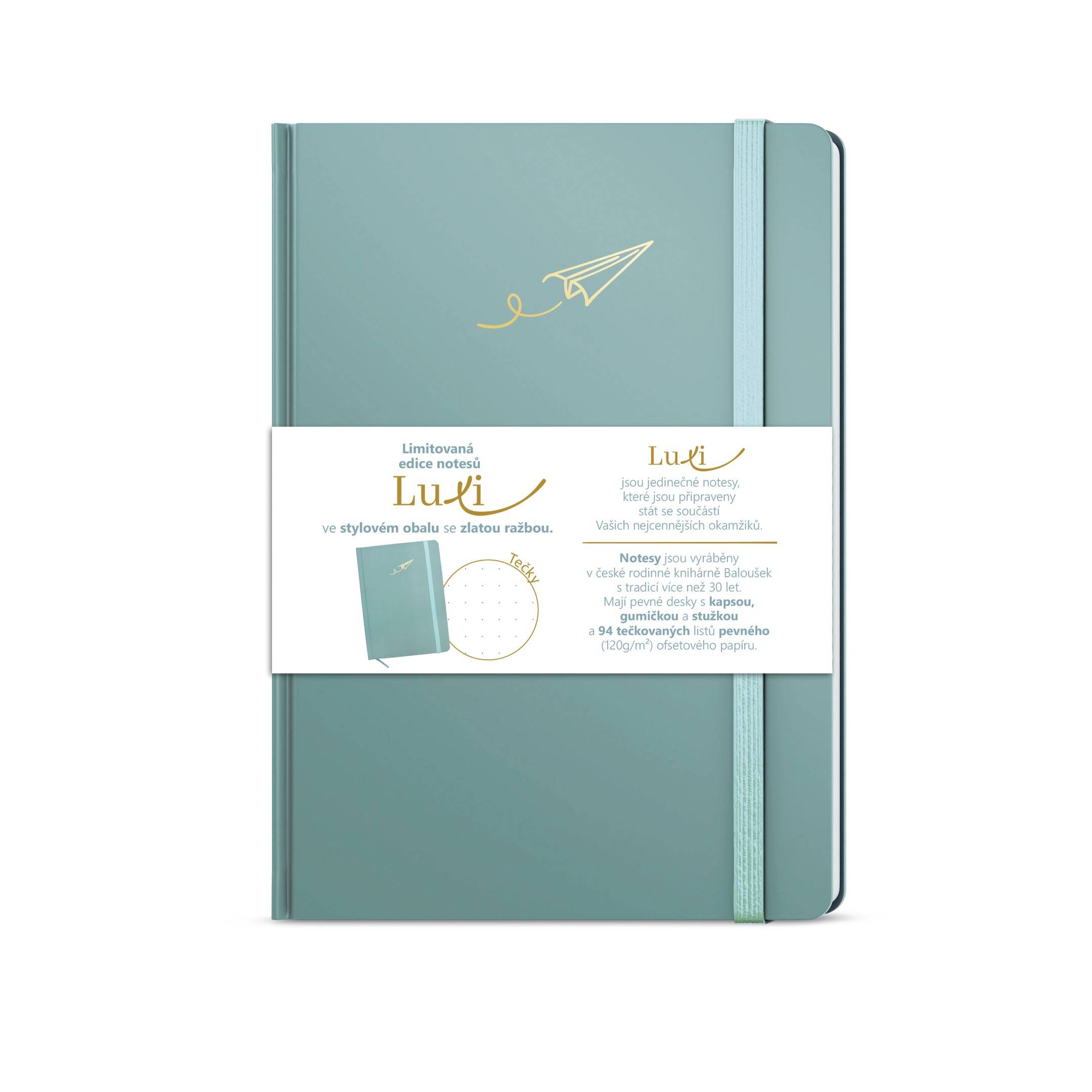 Notes Luxi tečky - A5 - lamino - ledově modrá