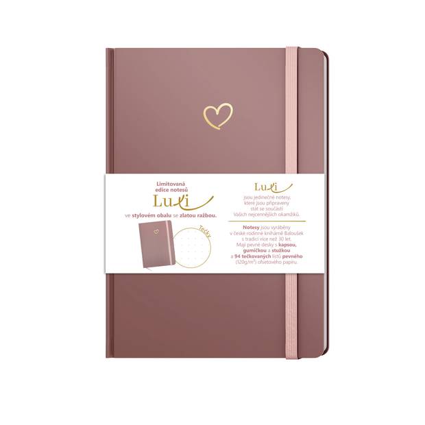 Notes Luxi tečky - A5 - lamino - starorůžová Notes Luxi tečky - A5 - lamino - starorůžová