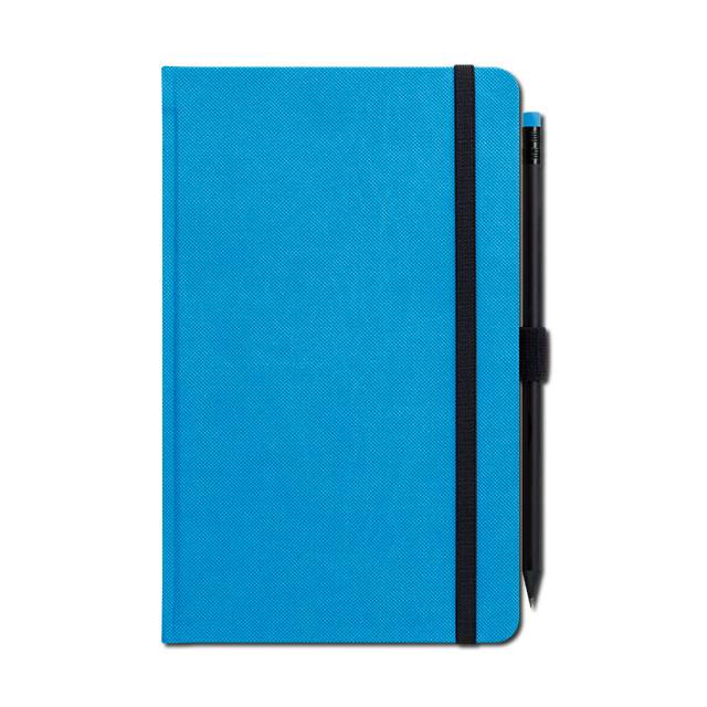 Notes modrý s gumičkou a tužkou