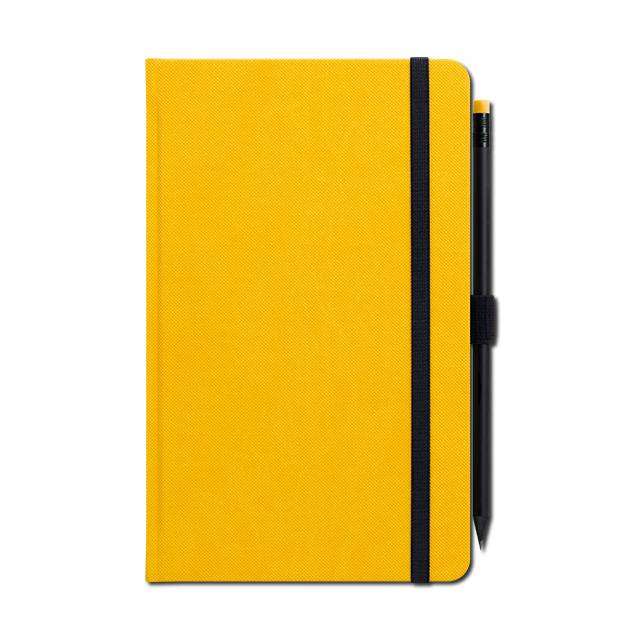 Notes žlutý s gumičkou a tužkou
