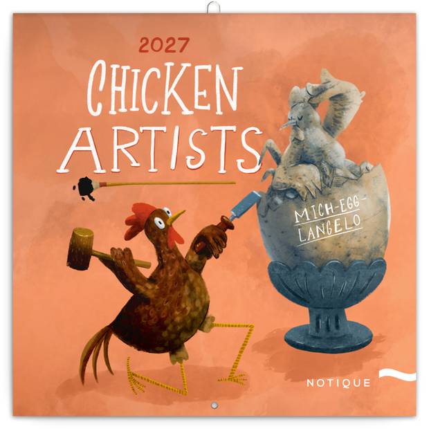 NOTIQUE Grid calendar Chicken Artists 2027, 30 x 30 cm NOTIQUE Grid calendar Chicken Artists 2027, 30 x 30 cm