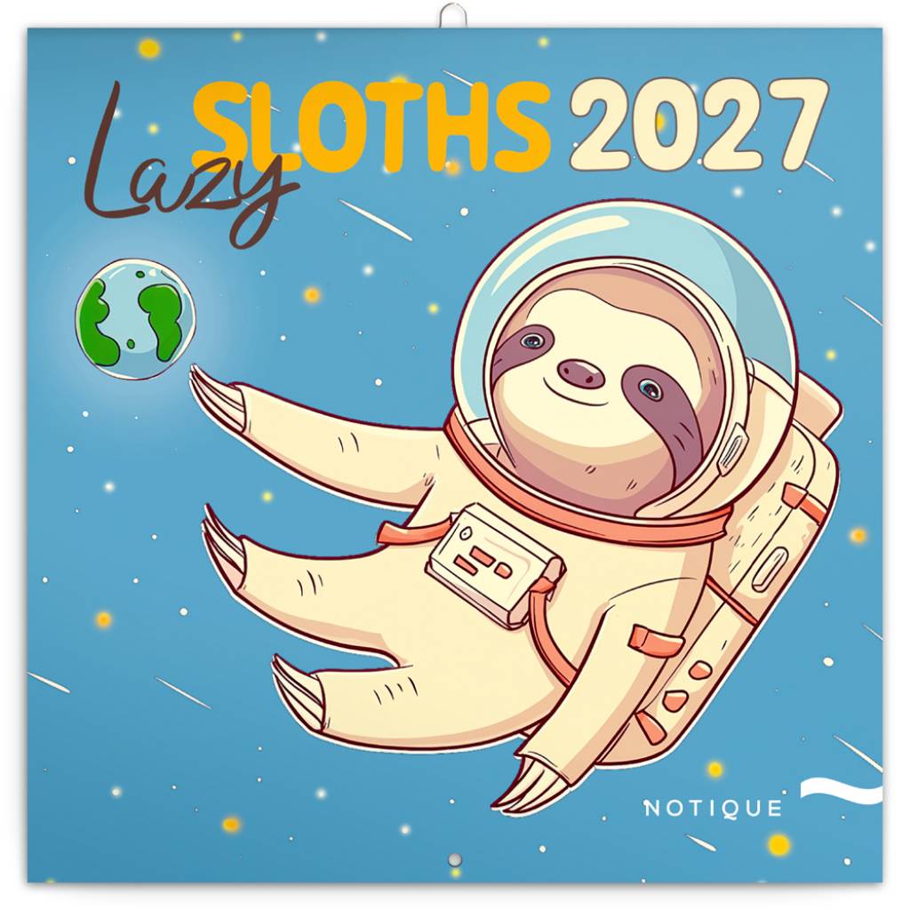 NOTIQUE Grid calendar Lazy Sloths 2027, 30 x 30 cm