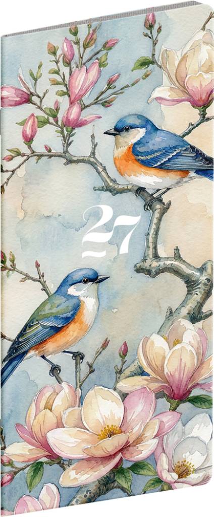 NOTIQUE Kapesní diář Ptáčci 2027, plánovací měsíční, 8 x 18 cm